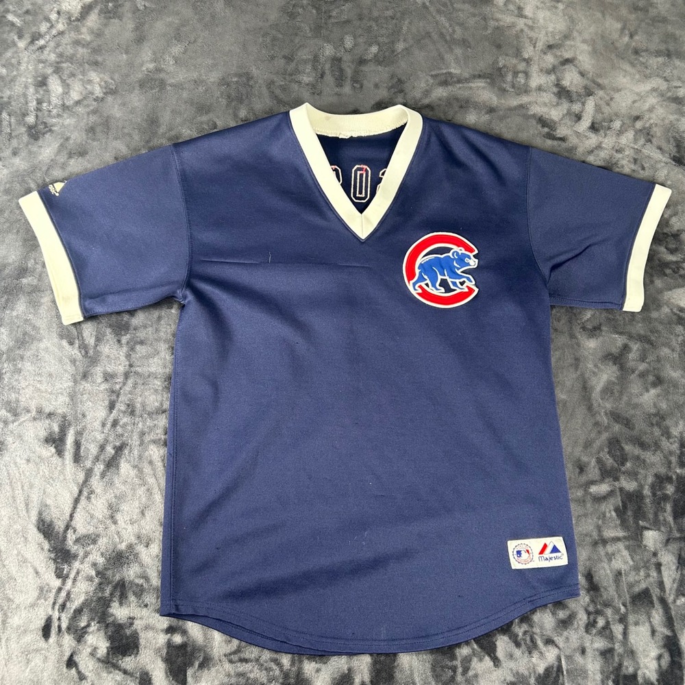 Majestic Chicago Cubs Sammy Sosa 21 Jersey Mens Blue Pullover V-Neck MLB